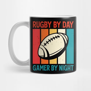 Rugby By Day Gamer By Night For Video Game Lovers - Funny Rugby Vintage Mug